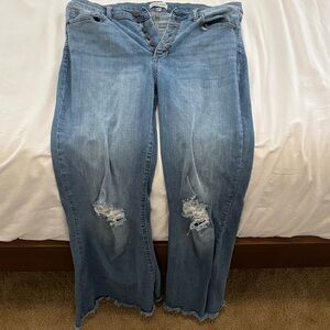 Sneak Peek Light Blue Distressed Wide-Leg Jeans